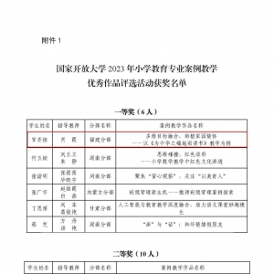 喜报 1等奖|祝贺我校学生案例教学作品荣获国家开放大学一等奖 ...